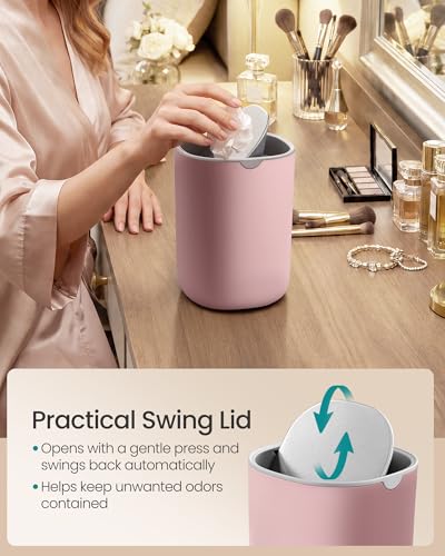 Mini Desk Trash Can with Stainless Steel Swing Lid 1.5L