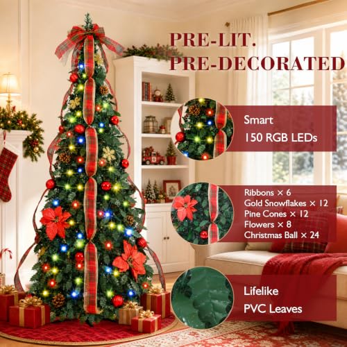 Quntis 6FT Pop Up Christmas Tree with Smart RGBIC LED Lights & Music Sync