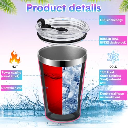 Potchen 12 oz Stainless Steel Insulated Travel Mug with Leak-Proof Lid - Bulk Pack of 16, Cold & Hot Drinks