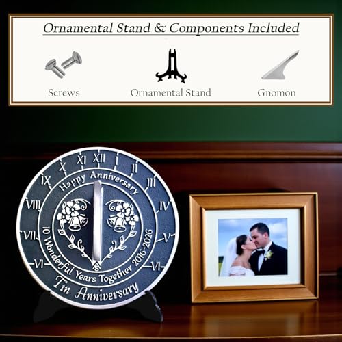 10th Anniversary Sundial Gift - Handmade Aluminum Tin Anniversary Present