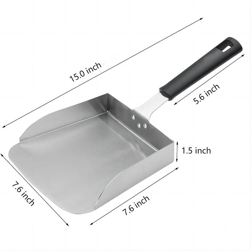 Generic Large Griddle Scoop and Wide Smash Burger Spatula. Stainless Steel Griddle Food Mover. BBQ Grill Food Shovel for Fried Food, Stir Fry, Hibachi Tools, Silver