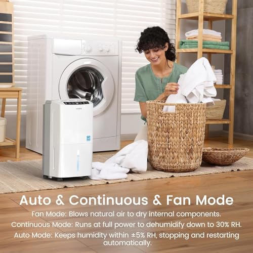 Energy Star 34-Pint Dehumidifier for Basement and Home with Auto Drainage