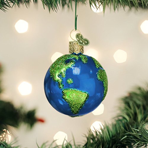 Planet Earth Glass Blown Christmas Ornament - Handcrafted Globe Holiday Decor