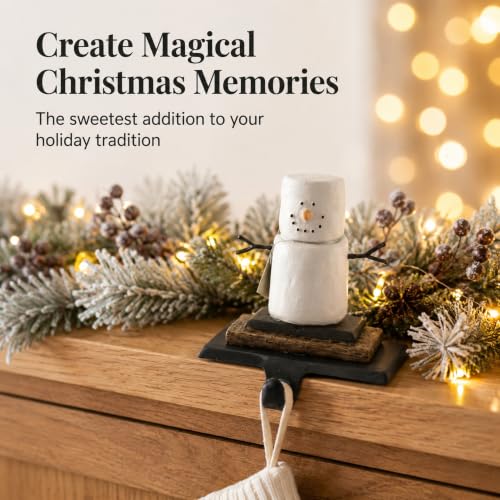 Festive Christmas Stocking Holder with S'mores Design - Resin Decor for Mantel or Tabletop
