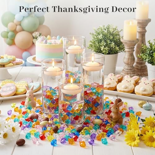 Multicolored Acrylic Ice Rocks & Fake Gems - 150 Pack Vase Fillers