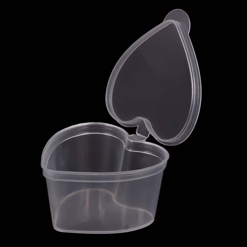 Disposable Plastic Cups with Leak-Proof Lids and Heart-Shaped Souffle, Jello, Condiment Containers - 100 Sets, 1.5 oz Each