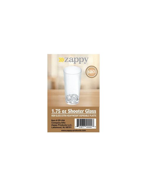 Zappy 52 Disposable Plastic Straight Wall Shooter Glasses 1.75 Oz Clear Tumblers - Tasting Sample Dessert Shooters Wine Beer Champagne Jello Cup Shot Glass Cups