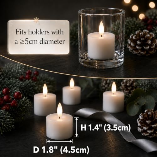 6-Pack Flameless Wax LED Votive Candles with Remote for Home Decor - White