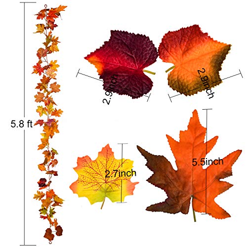 Artificial Fall Maple Leaf Garland 2-Pack - 11.8ft Autumn Foliage Decor