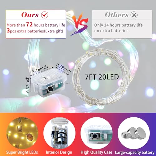 8 Pack Battery Operated Fairy Lights 7Ft 20 LED Waterproof Twinkle String Lights