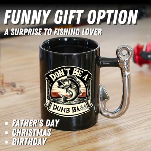 Fishing Gifts for Men - Funny Bass Fishing Mug, 13.5oz Ceramic Dad & Grandpa Gift