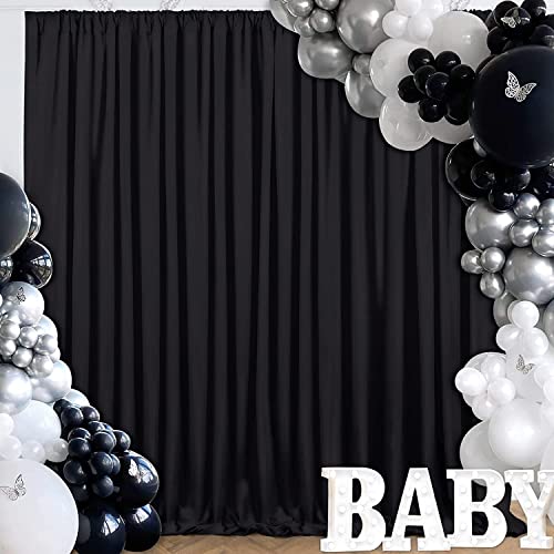 Black Polyester Backdrop Curtains - 10ft x 8ft Wedding Party Drapes