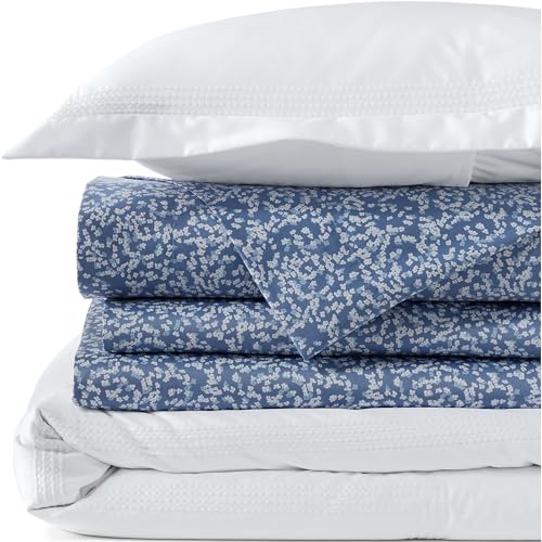 King Size Supima Cotton No Iron Sateen Duvet Cover - White Dots