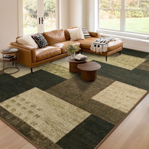QuLint Modern Geometric Easy Jute Rug 6x9ft - Warm Taupe Indoor/Outdoor