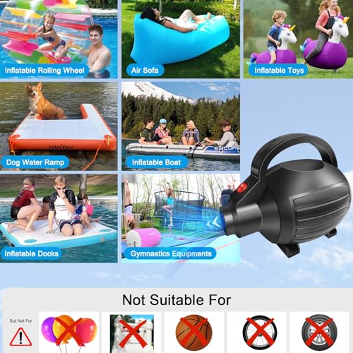 Electric Air Pump 600W for Inflatables - Quick Inflate/Deflate with 4 Nozzles