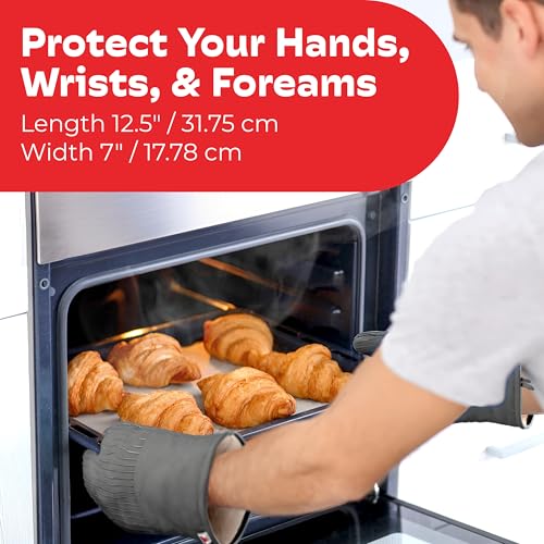 Silicone Oven Mitts, 12.5-Inch Heat-Resistant Kitchen Gloves (Set of 2)