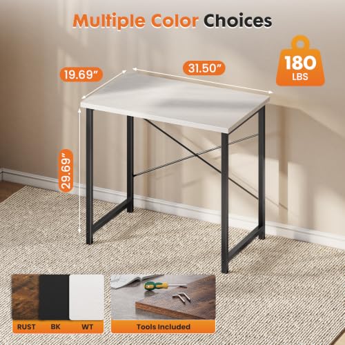 32-Inch Modern Small Computer Desk for Home Office, White Writing Desk