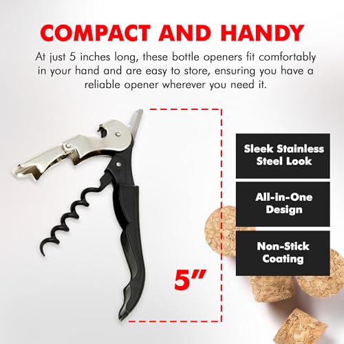 Chef Craft Select Stainless Steel/Black Waiters Corkscrew 5-inch with Foil Cutter & Bottle Opener