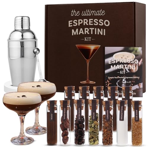 Espresso Martini Cocktail Kit Gift Set with Glassware & Ingredients