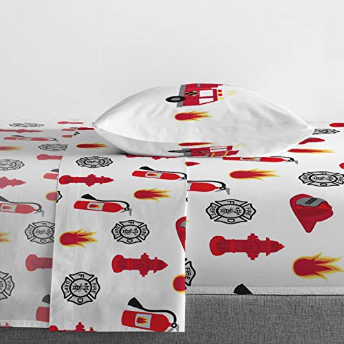 Jay Franco Fire Truck Twin Comforter Set 5 Piece Kids Bedding - Soft Microfiber