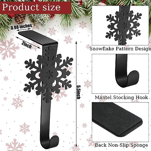 12 Pcs Snowflake Christmas Stocking Holders - Lounsweer Mantle Hooks, 5.5 in