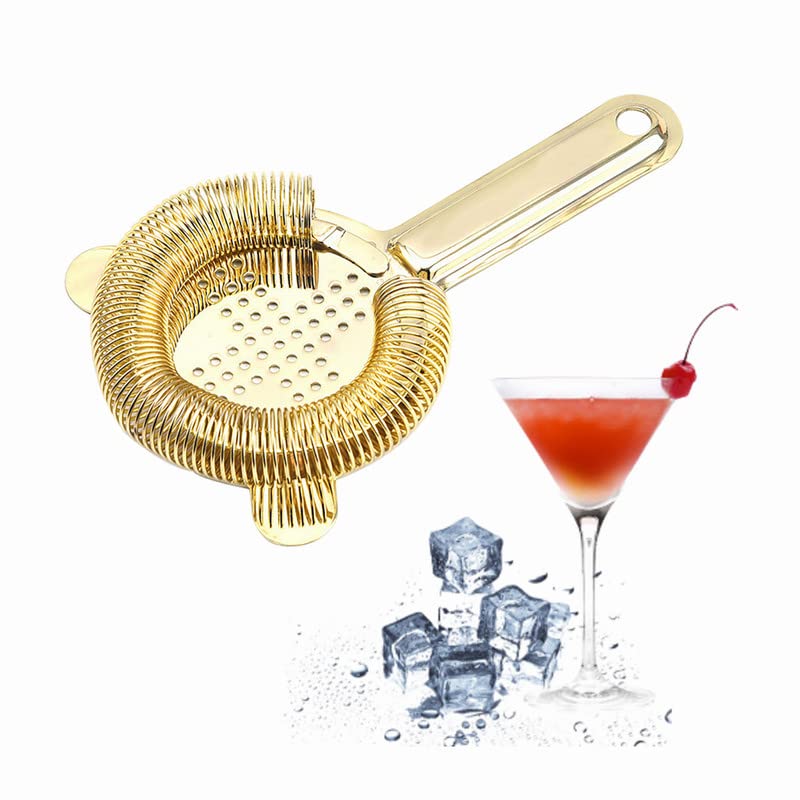 Kakalote Gold Heavy Duty Spring Bar Tool Strainer for Cocktails, Stainless Steel