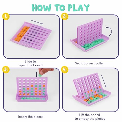 4 in a Row Mini Board Games for Kids - 16 Pack Party Favors & Classroom Prizes
