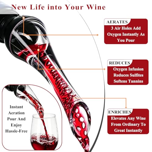 Pafusen Black Wine Aerator Pourer 1 Pack - Easy, Mess-Free Wine Enhancer Gift