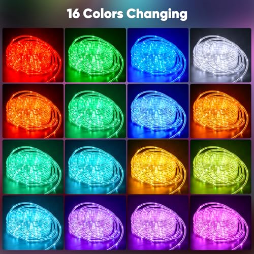 33FT LED Color Changing Rope Lights with Remote, Waterproof Outdoor String