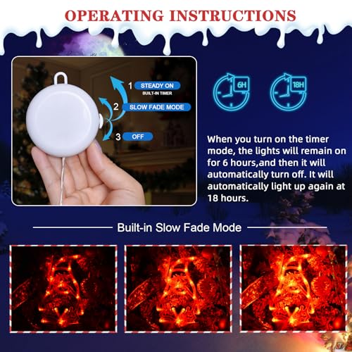 LOLStar 3 Pack Gnomes Christmas Window Lights with Suction Cups - Timer & Fade Mode, Battery Operated