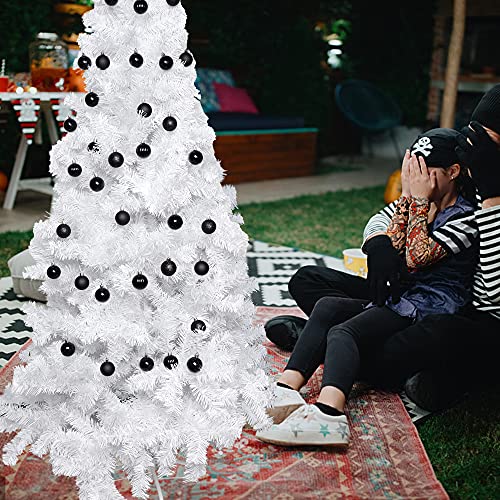 Black Halloween Ball Ornaments - 34 Pack Shatterproof Pre-Strung Tree Decor