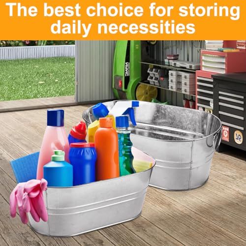 4 Pcs Galvanized Beverage Buckets 3.4 Gallon Ice Tubs for Parties with Handles