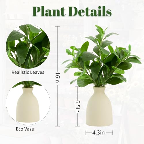 16" Artificial Eucalyptus Potted Plant, Realistic Faux Greenery in Vase