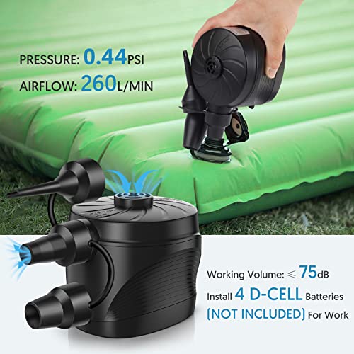 Portable Battery Powered Electric Air Pump with 3 Nozzles for Inflatables