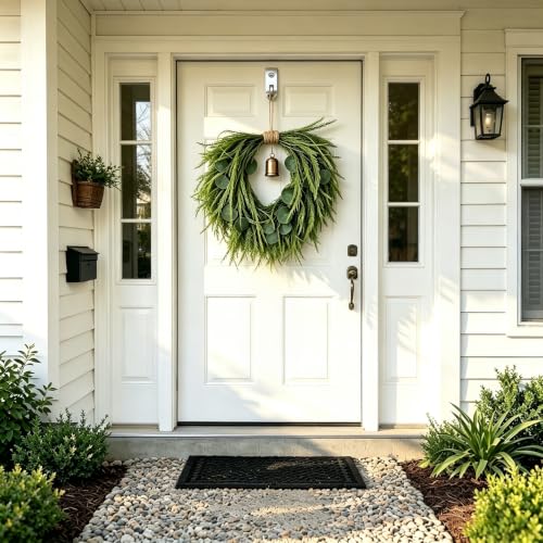 Artificial Heart-Shaped Wreath with Copper Bell 18 Inch Heart Leaves - Greenery Decor