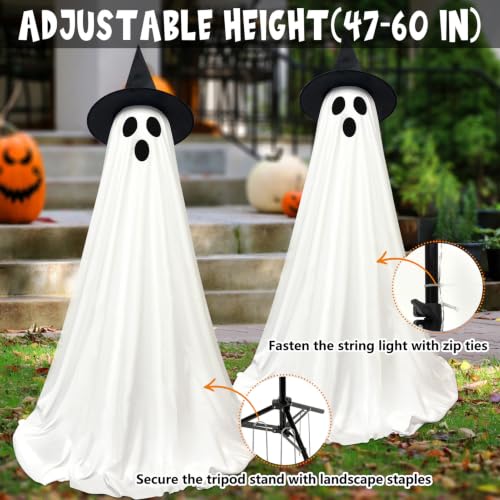 Light-Up Outdoor Halloween Ghost Decorations with Remote Control (Set of 2)