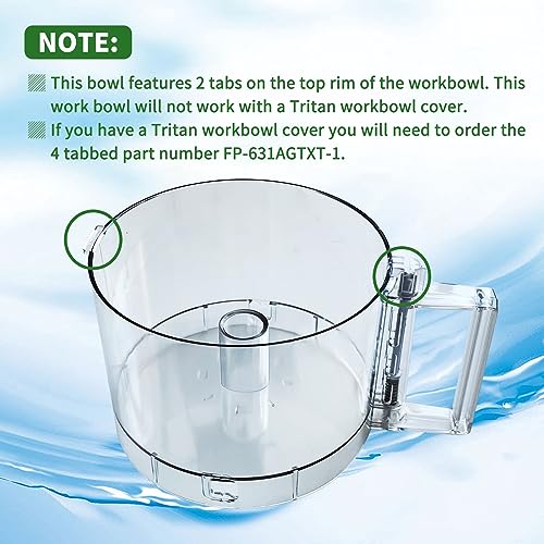 7-Cup Food Processor Work Bowl Replacement, 2-Tab Locking Design