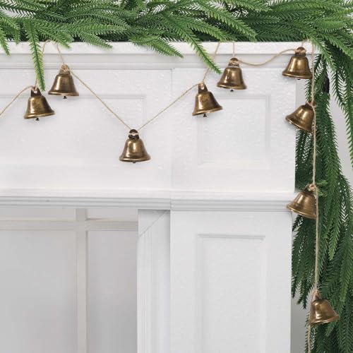 JOICEE 4.6ft Jingle Bell Garland with 12 Antique Bronze Bells