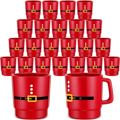 Santa Red Christmas Plastic Mugs 24 Pack – 11 oz Party Cups