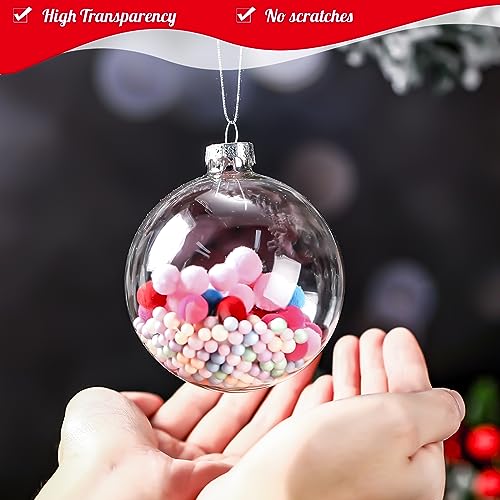 Liliful Clear Glass Christmas Ornaments 3.15 in - Pack of 12