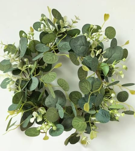 12-Inch Artificial Eucalyptus Wreath with Berries for Farmhouse Door Decor