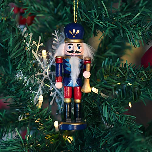 Wooden Christmas Nutcracker Ornaments Set of 6 - 5-Inch Xmas Tree Decor