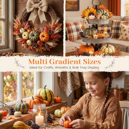 44-Piece Artificial Pumpkin and Maple Leaf Set for Fall Table Decor
