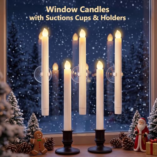 Verdenu 14 Pack Window Candles with Remote Timer, Holders & Suction Cups (Variation: 14 Pack)