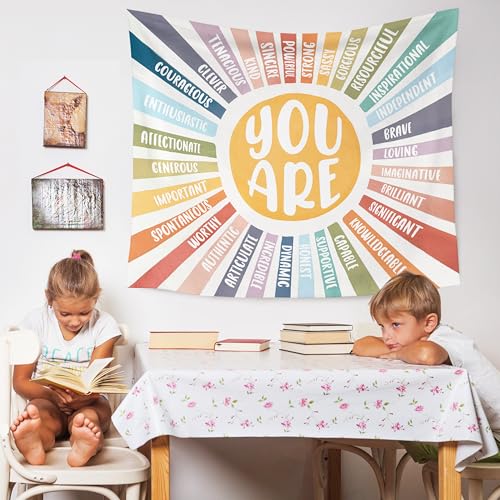 Boho Sunshine Inspirational Wall Tapestry - 50x60 Inch Nursery Decor