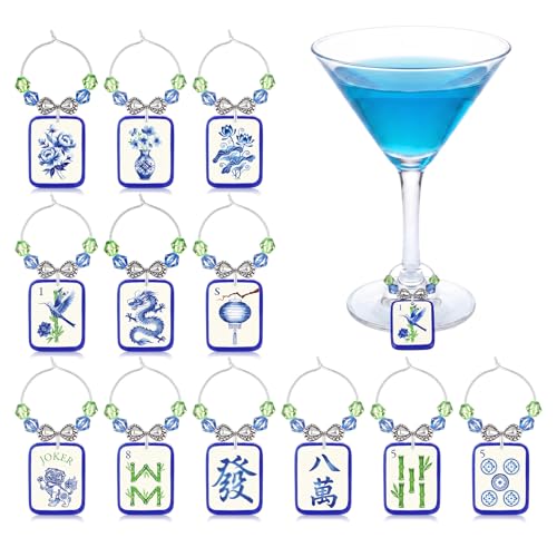 Novabright Chinese Style Mahjong Wine Charms Alloy Drink Markers for Parties