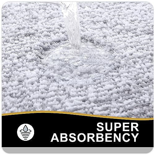 OLANLY Small Bathroom Rug 24x16 Soft Absorbent Microfiber Bath Mat Grey