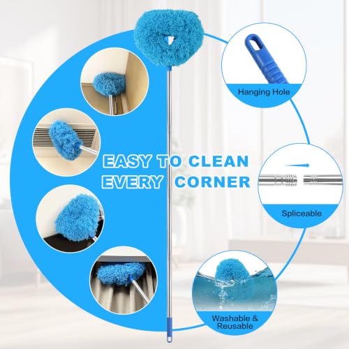 Microfiber Ceiling Fan Duster with Extension Pole (13-49.7 in) - Blue