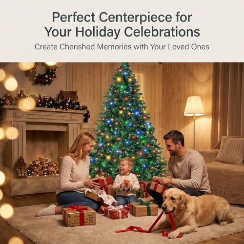 5ft PreLit Spruce Artificial Christmas Tree with Colorful LED Lights & Base - Green