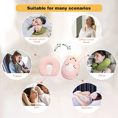2-in-1 Convertible Kids Travel Neck Pillow - Soft Unicorn Plush Pillow